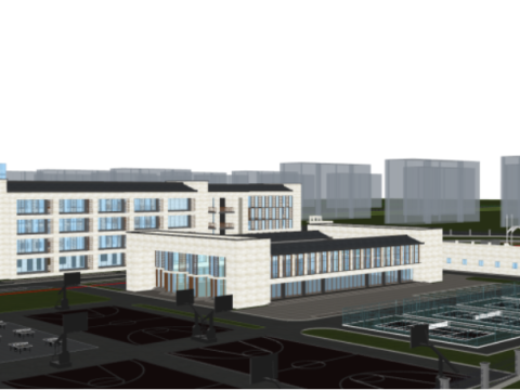 Modern and Elegant Middle School Building 3D मॉडल