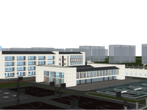 Modern and Elegant Middle School Building 3D Model