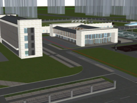 Modern and Elegant Middle School Building 3D Model