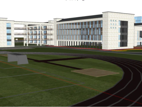 Modern and Elegant Middle School Building 3D Model