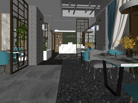 室内设计 餐厅空间规划 苏精品店 3D 模型