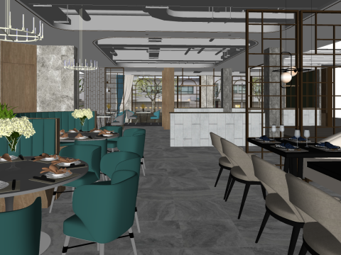 室内设计 餐厅空间规划 苏精品店 3D 模型