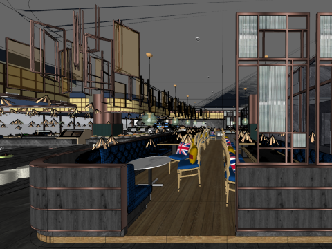 Interior design Modern seafood cafeteria space plan SU fine model 3D 모델