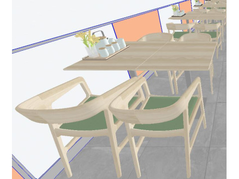 Interior Design Lamian Noodles Restaurant Space Design Scheme Su Jingpin Model Modello 3D