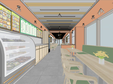 Дизайн Интерьера Ресторана Ламианская Лапша Схема Дизайна Пространства Модель Су Цзинпин 3D Модель