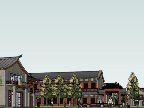 Features Antique Tangfeng Commercial Street Project Design SU Model 3D 模型