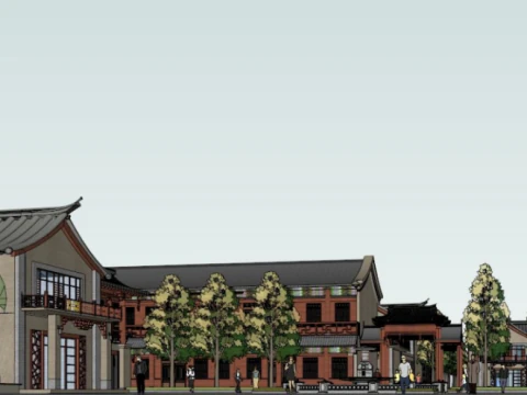 Caracter&iacute;sticas Antigo Projeto de Rua Comercial Tangfeng Modelo SU Modelo 3D