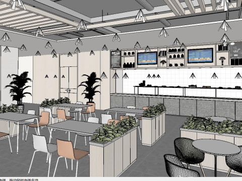 Design of SU precise model for modern canteen seating space Modelo 3D