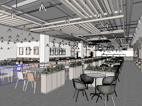 Design of SU precise model for modern canteen seating space Modelo 3D