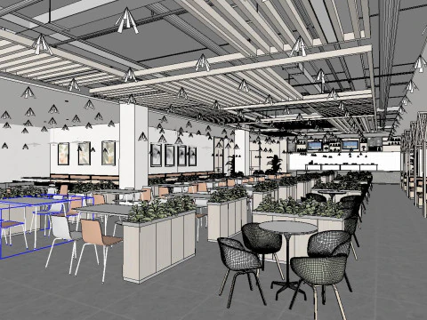 Design of SU precise model for modern canteen seating space 3D Model