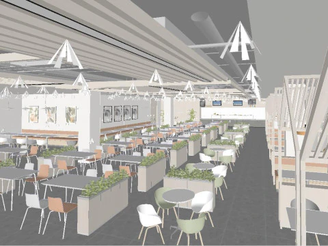 Design of SU precise model for modern canteen seating space 3D Model