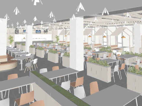 Design of SU precise model for modern canteen seating space 3D Model
