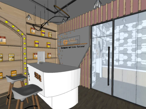 Design of SU Model of Cat Cafe in Modern Pet Shop 3D Model