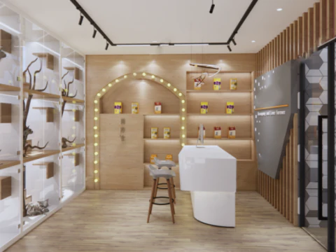 Design of SU Model of Cat Cafe in Modern Pet Shop 3D Model