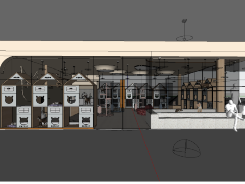 Design of SU Model of Cat Cafe in Modern Pet Shop 3D 模型