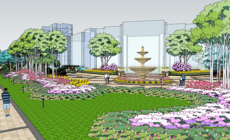Community landscape layout display SU model 3D Model .c4d .max .obj .3ds .fbx .stl .blend