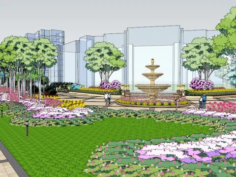 Community landscape layout display SU model 3D Model