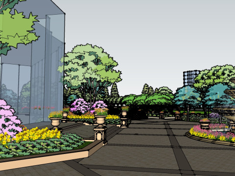 Community landscape layout display SU model 3D Model