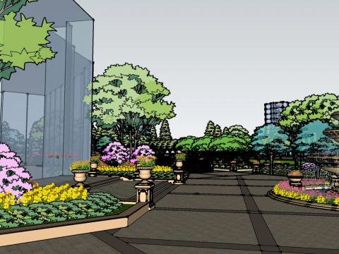 Community landscape layout display SU model 3D Model