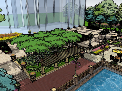 Community landscape layout display SU model 3D Model