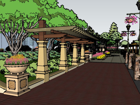 Community landscape layout display SU model 3D Model