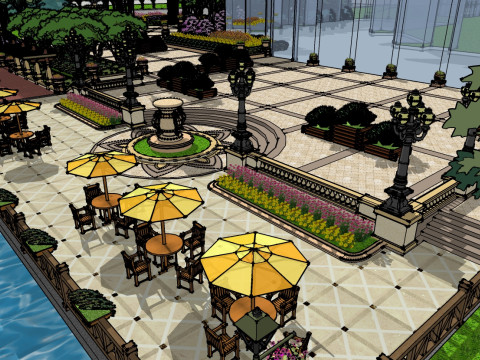 Community landscape layout display SU model 3D Model