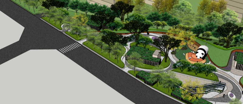 Community Municipal Park Panda IP Landscape Su Model 3D Model .c4d .max .obj .3ds .fbx .stl .blend 