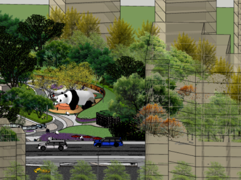 Community Municipal Park Panda IP Landscape Su Model 3D Model