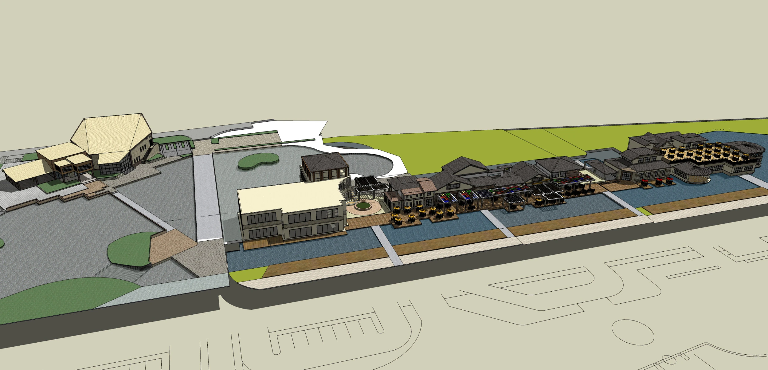Commercial Street Design SU Model 3D Model .c4d .max .obj .3ds .fbx .stl .blend 