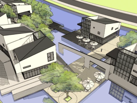 कमर्शियल स्ट्रीट वाटरफ्रंट सु आर्किटेक्चरल मॉडल 3D मॉडल