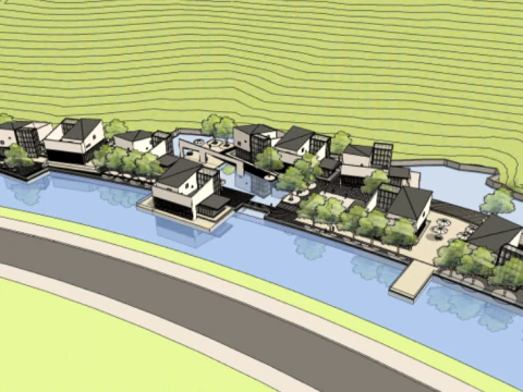 कमर्शियल स्ट्रीट वाटरफ्रंट सु आर्किटेक्चरल मॉडल 3D मॉडल