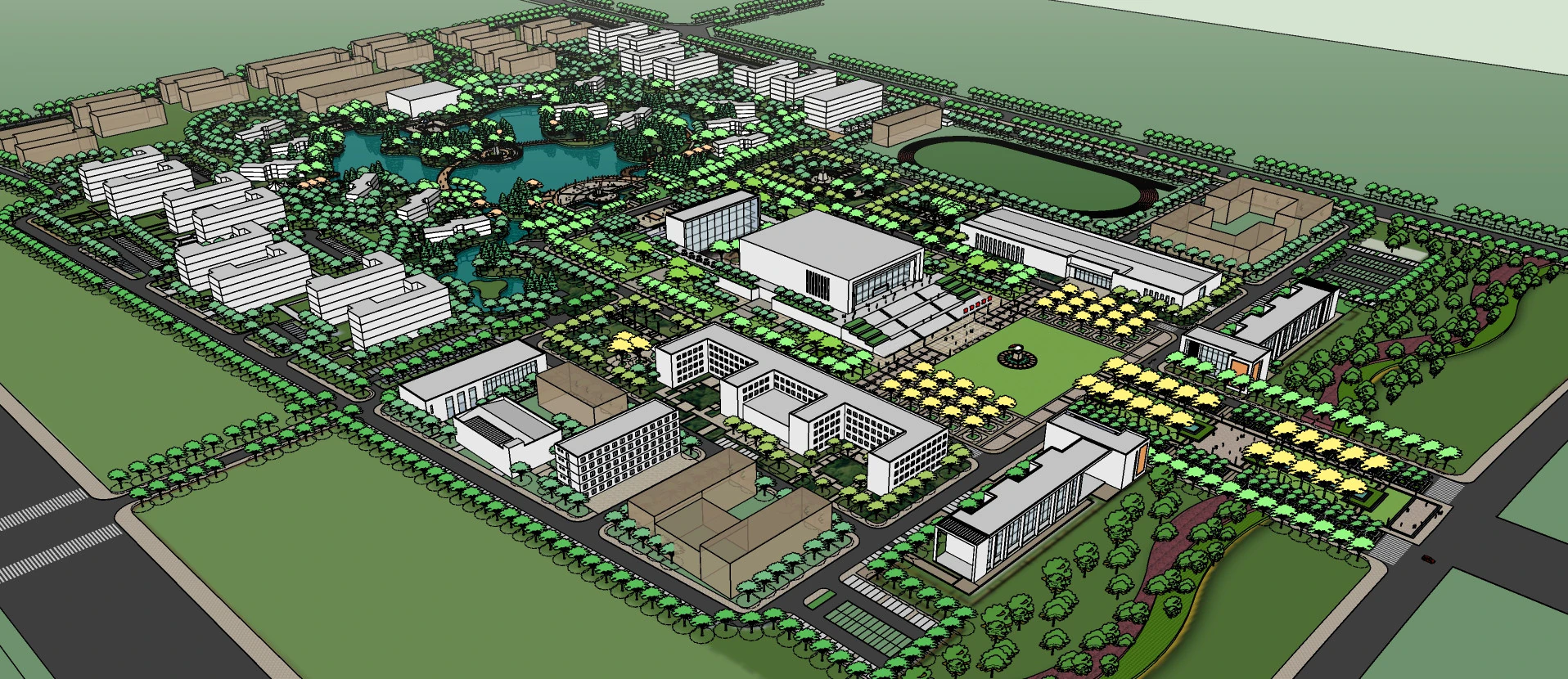 Commercial complex landscape su model 3D Model .c4d .max .obj .3ds .fbx .stl .blend 