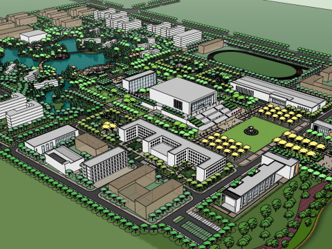 Commercial complex landscape su model 3D Model