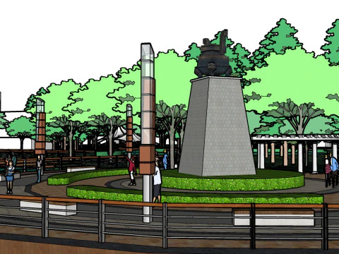 Commercial complex landscape su model 3D Model
