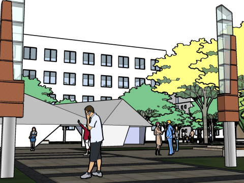 Commercial complex landscape su model 3D 模型