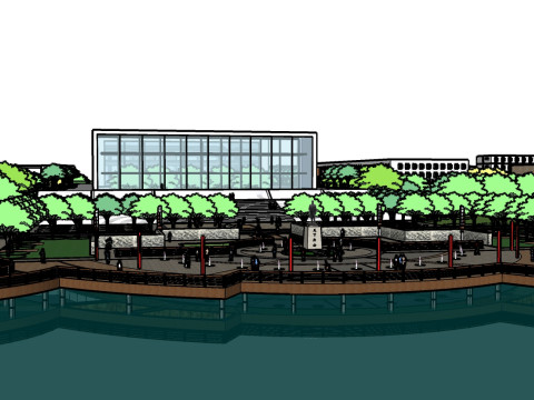 Commercial complex landscape su model 3D 模型