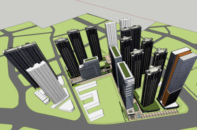 Modern complexresidential building SU model 3D Model .c4d .max .obj .3ds .fbx .stl .blend