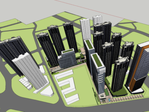 Modern complexresidential building SU model 3Dモデル