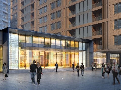 Modern style ground floor commercialhotel apartment building SU model 3D Модель