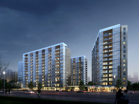 Modern style ground floor commercialhotel apartment building SU model 3D Модель