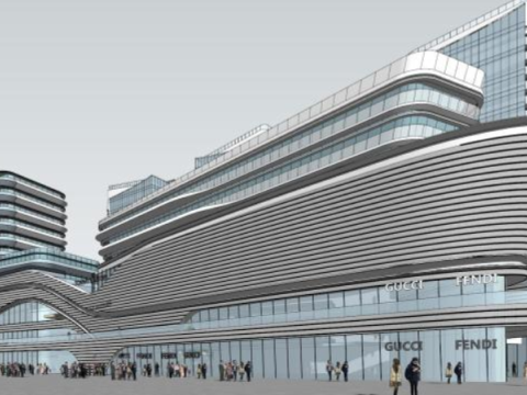 Modern style multi story and high-rise commercial complex building SU model Model 3D