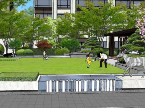 Landscape Design of Modern Style Residential Areas 3D Model
