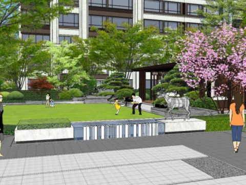 Landscape Design of Modern Style Residential Areas 3D Model