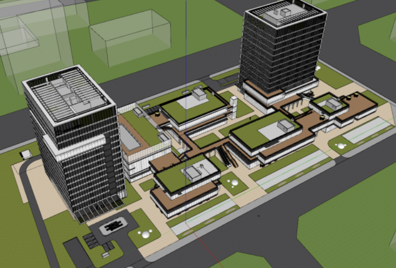 Modern commercial complexinternational hotel building SU model 3D Model .c4d .max .obj .3ds .fbx .stl .blend 