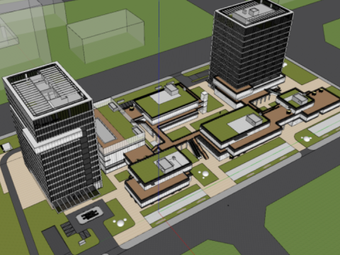 Modern commercial complexinternational hotel building SU model 3D Model