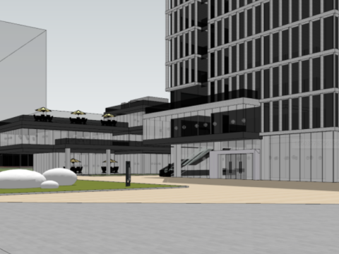 Modern commercial complexinternational hotel building SU model 3D Model