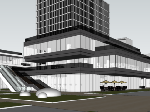 Modern commercial complexinternational hotel building SU model 3D Model