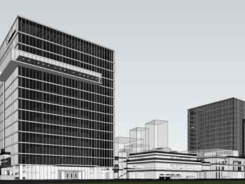 Modern commercial complexinternational hotel building SU model 3D Model