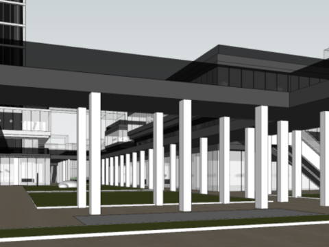 Modern commercial complexinternational hotel building SU model 3D Model