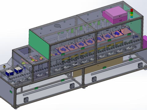 Electro-injection LID annealing furnace-7-chamber monorail LID equipment Modelo 3D